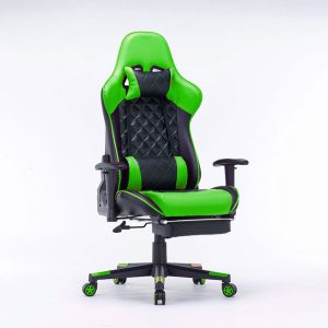 Gaming Chair Ergonomic Racing chair 165° Reclining Gaming Seat 3D Armrest Footrest – Black and Green