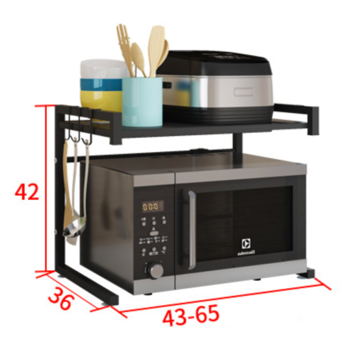 Adjustable Microwave Oven Storage Shelf Black