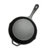 26cm Round Cast Iron Frying Pan Skillet Steak Sizzle Platter with Helper Handle – 1