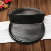 2 in 1 Cast Iron Ribbed Fry Pan Skillet Griddle BBQ and Steamboat Hot Pot – 1