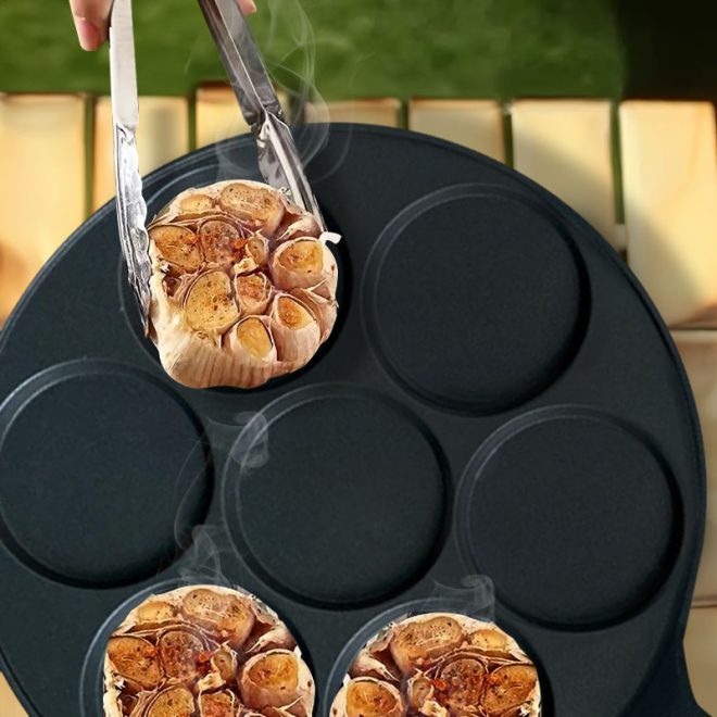 23cm Cast Iron Takoyaki Fry Pan Octopus Balls Maker 7 Hole Cavities Grill Mold – 2