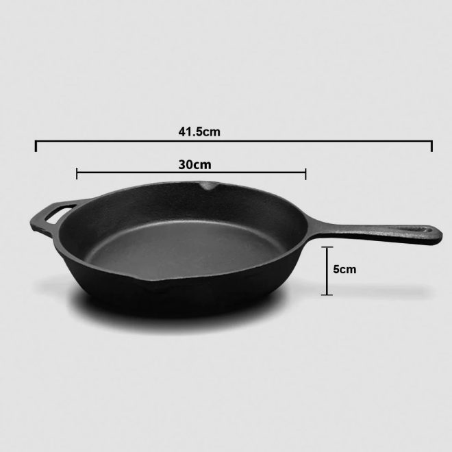 26cm Round Cast Iron Frying Pan Skillet Steak Sizzle Platter with Helper Handle – 2