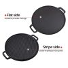 30cm Round Cast Iron Ribbed BBQ Pan Skillet Steak Sizzle Platter with Handle – 2