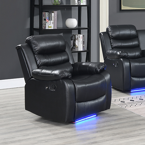 1R Seater Finest Leatherette Recliner Feature Console LED Light Ultra Cushioned