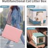 XL Portable Cat Toilet Litter Box Tray Foldable House with Handle and Scoop – Blue