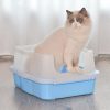 Large Deep Cat Kitty Litter Tray High Wall Pet Toilet Tray With Scoop – Blue