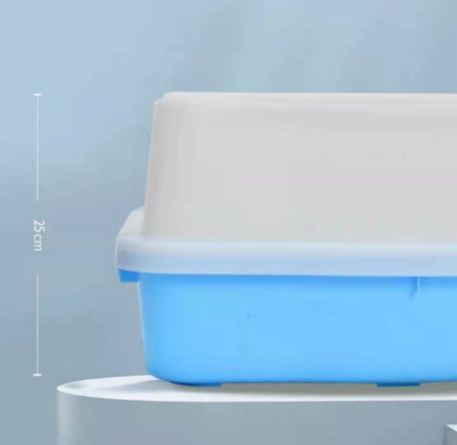 Large Deep Cat Kitty Litter Tray High Wall Pet Toilet Tray With Scoop – Blue
