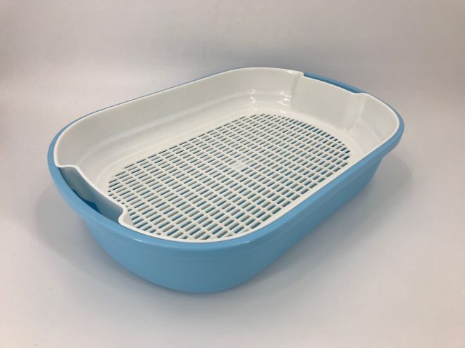 Large Portable Cat Toilet Litter Box Tray House with Scoop and Grid Tray – Blue