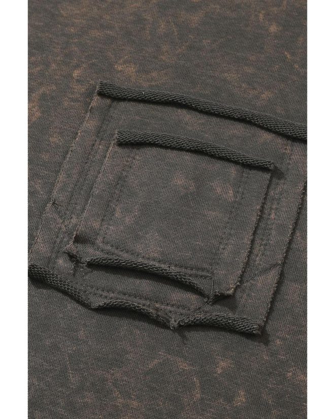 Azura Exchange Acid Wash Drop Shoulder Long Sleeve Sweatshirt with Pockets – L