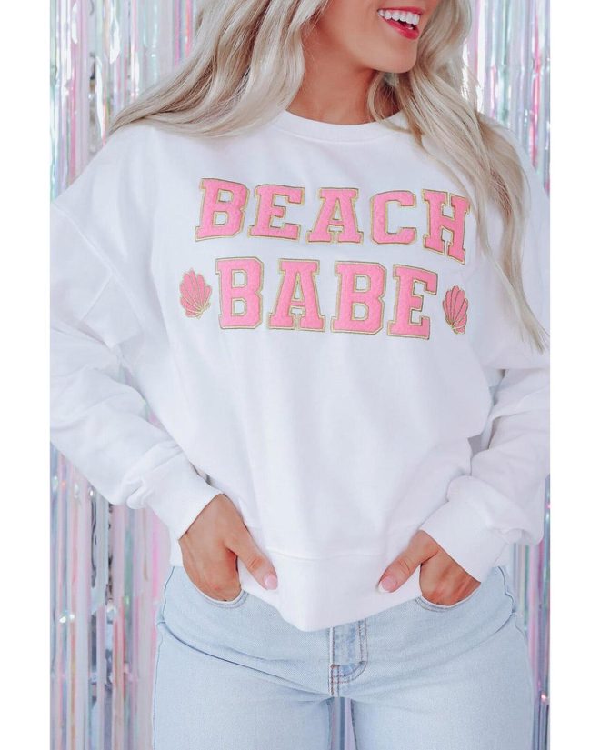 Azura Exchange BEACH BABE Slogan Graphic Sweatshirt – L
