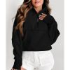 Azura Exchange Black Ribbed Thumbhole Sleeve Sweatshirt – L