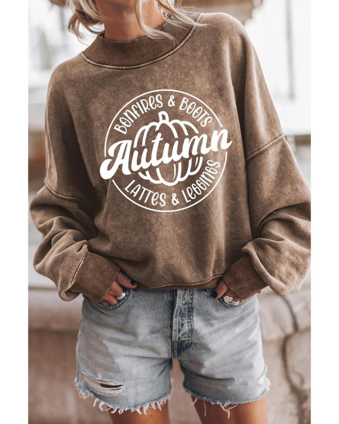 Azura Exchange Autumn Pumpkin Print Drop Shoulder Sweatshirt – S