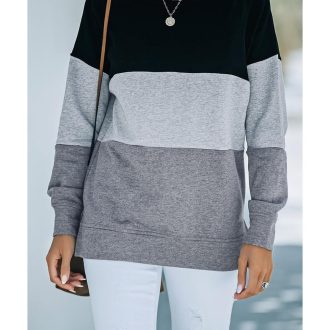 Azura Exchange Black Contrast Stitching Sweatshirt with Slits