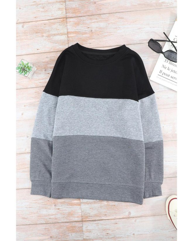 Azura Exchange Black Contrast Stitching Sweatshirt with Slits – 2XL