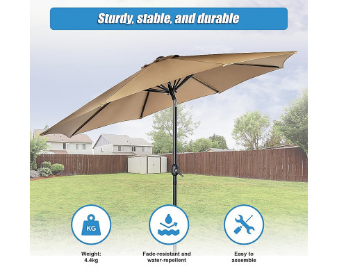 9FT Patio Umbrella Outdoor Garden Table Umbrella with 8 Sturdy Ribs