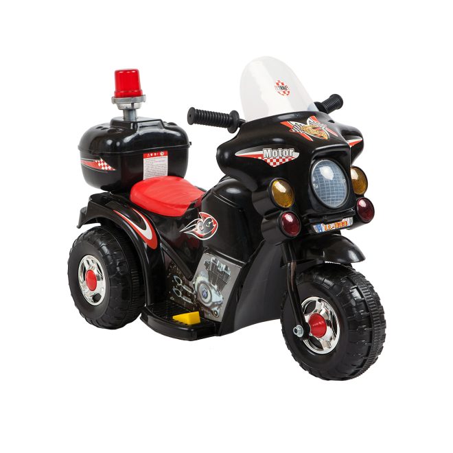 Children’s Electric Ride-on Motorcycle (Black) Rechargeable, Up To 1Hr