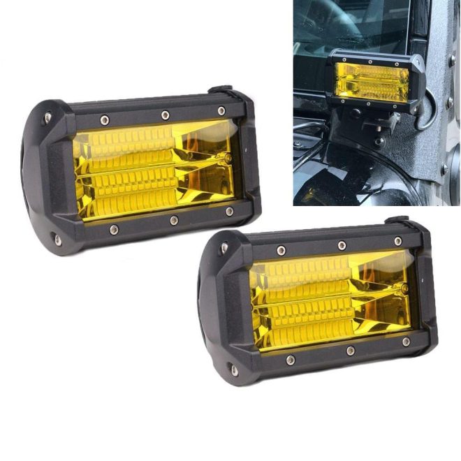 2x 5inch Flood LED Light Bar Offroad Boat Work Driving Fog Lamp Truck – Yellow