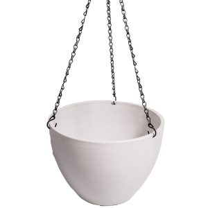 Hanging Plastic Pot with Chain 30cm – Rustic White