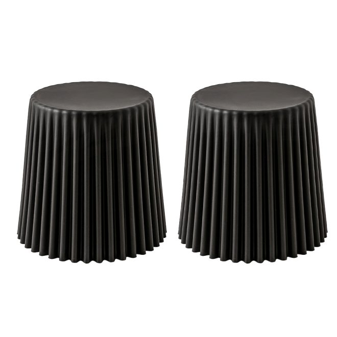 Set of 2 Cupcake Stool Plastic Stacking Bar Stools Dining Chairs Kitchen – Black