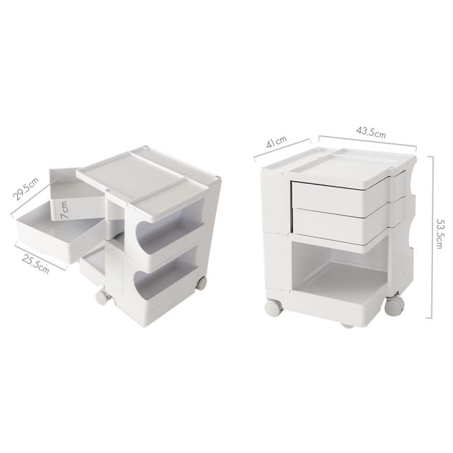 Harrisonburg Replica Boby Trolley Storage 3 Tier Drawer Cart Shelf Mobile – White