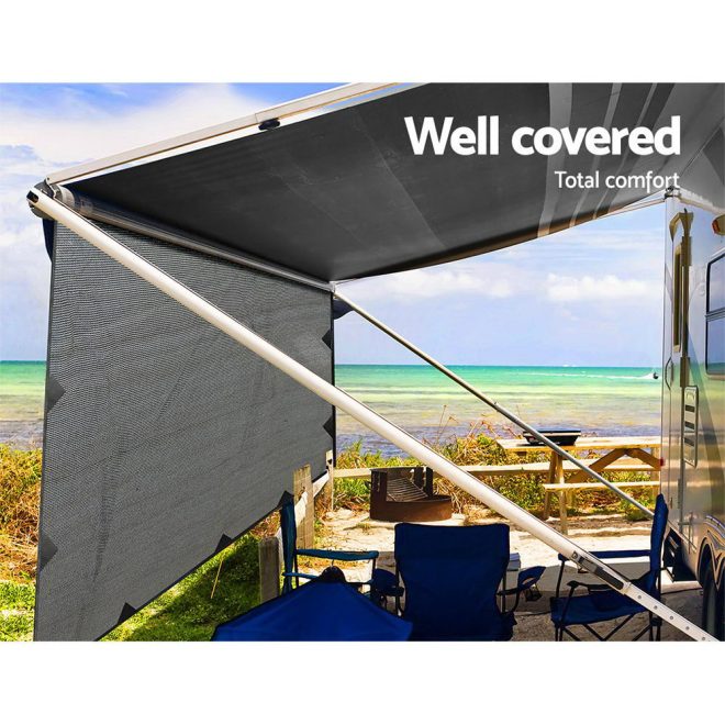 3.4M Caravan Privacy Screens Roll Out Awning End Wall Side Sun Shade – 3.4×1.95 m