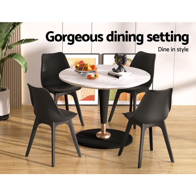 Dining Chairs Set of 4 Leather Plastic DSW Replica Black