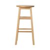 Set of 2 Beech Wood Backless Bar Stools – Natural