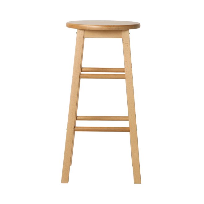 Set of 2 Beech Wood Backless Bar Stools – Natural