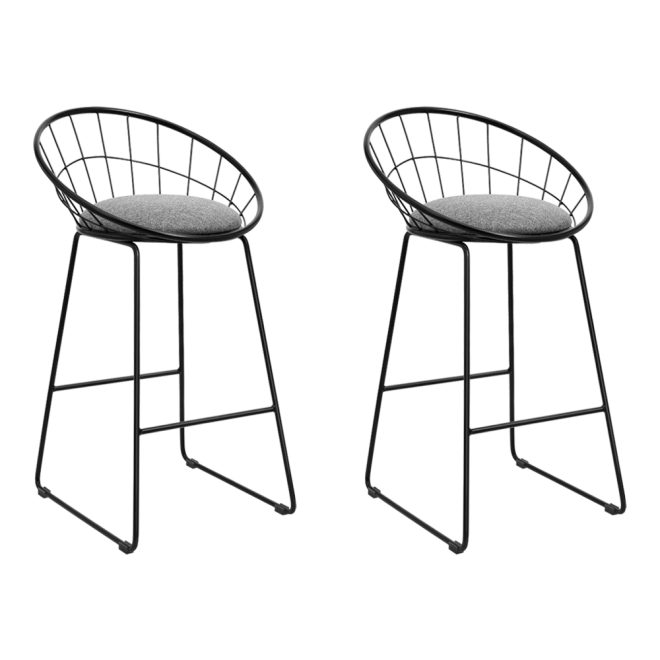 Bar Stools Steel Fabric – Grey and Black – 2