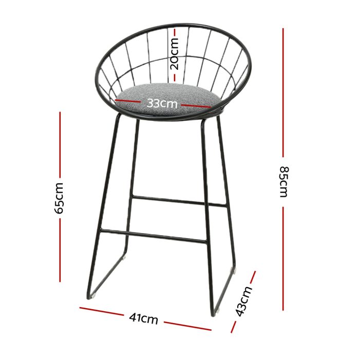 Bar Stools Steel Fabric – Grey and Black – 2