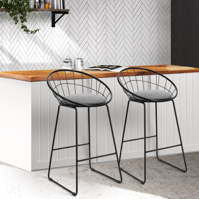 Bar Stools Steel Fabric – Grey and Black – 2