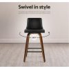 2x Bar Stools Swivel Leather Padded Wooden