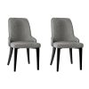 Dining Chairs Set of 2 Linen Fabric Grey