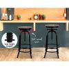 Bar Stool Industrial Round Seat Wood Metal – Black and Brown – 1