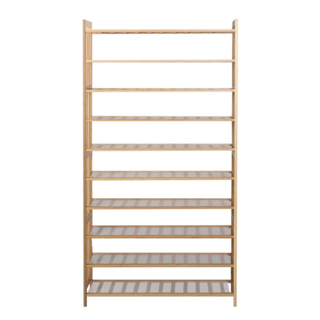 10-Tier Bamboo Shoe Rack Wooden Shelf Stand Storage Organizer