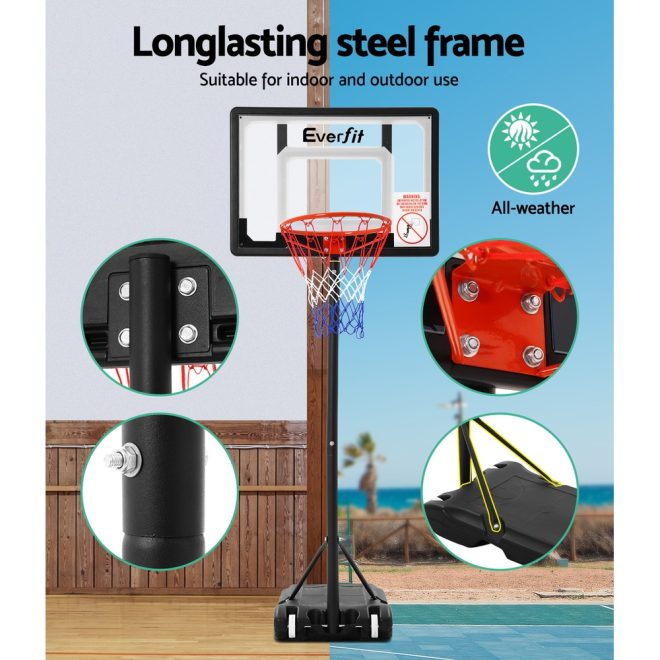 2.1M Basketball Hoop Stand System Adjustable Portable Pro Kids Clear