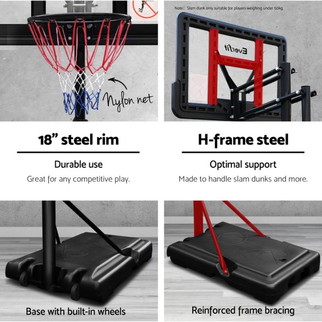 3.05M Basketball Hoop Stand System Ring Portable Net Height Adjustable – Black