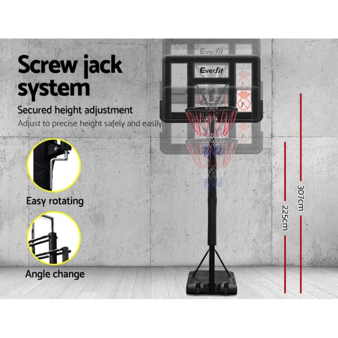 3.05M Basketball Hoop Stand System Ring Portable Net Height Adjustable – Black