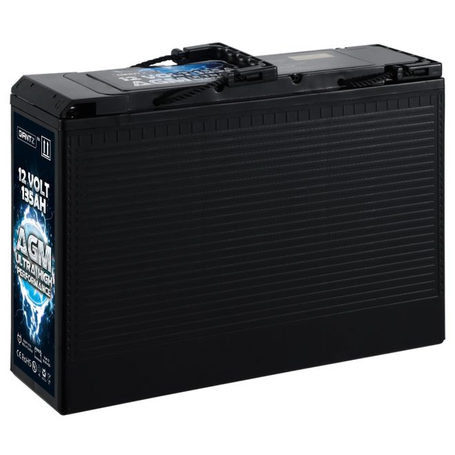 AGM Deep Cycle Battery 12V 135Ah Slim Box Portable Solar Caravan Camping