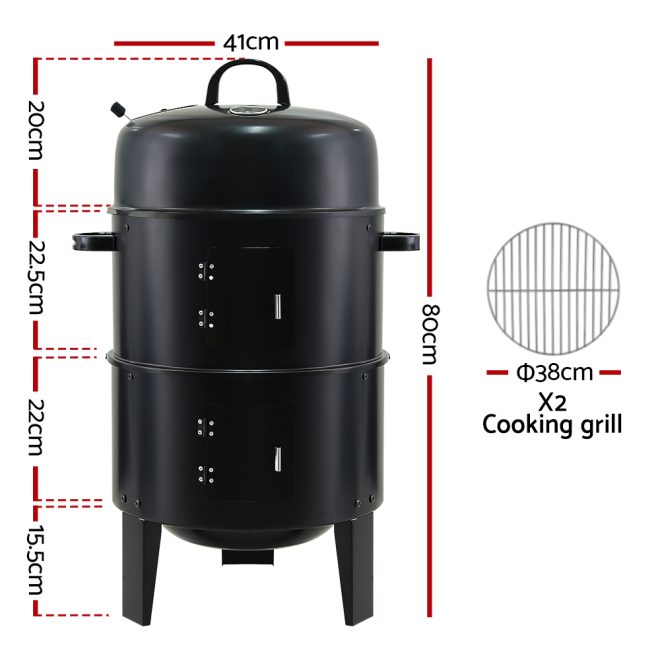 BBQ Grill 3-In-1 Charcoal Smoker