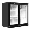 198L Bar Fridge Dual Glass Door w/Light Black