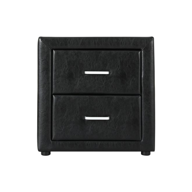 Hythe PVC Leather Bedside Table – Black