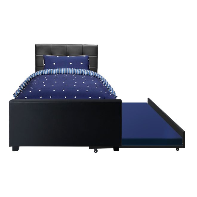 Keepit Bed Frame King Single Size Black Leather