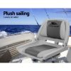 2X Folding Boat Seats Marine Seat Swivel Low Back 4cm Padding Grey