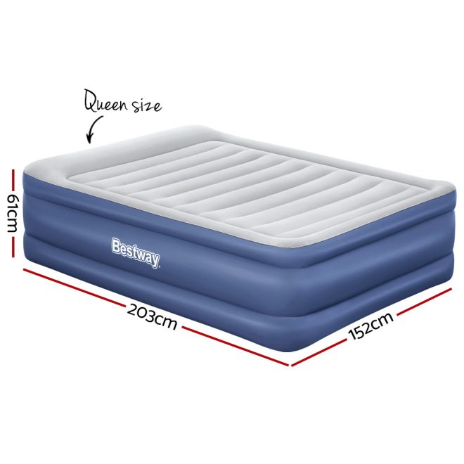 Air Mattress Queen Inflatable Bed 61cm Airbed Blue