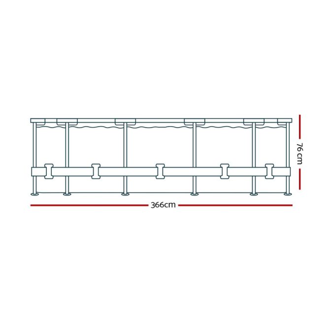 Swimming Pool 366x76cm Steel Frame Round Above Ground Pools w/ Filter Pump 6473L