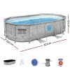 Swimming Pool 427x250x100cm Steel Frame Above Ground Pools Filter Pump Ladder 7250L