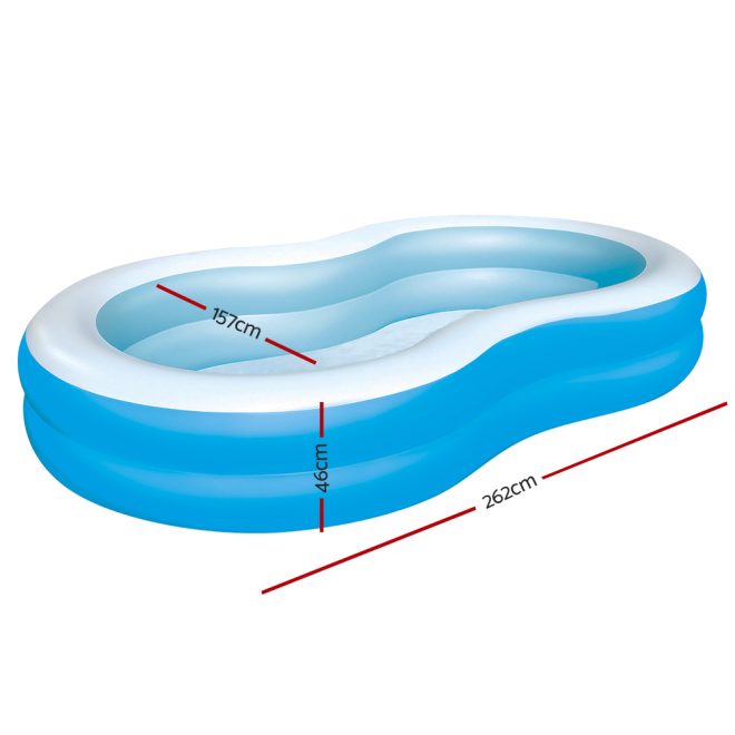 Kids Pool 262x157x46cm Inflatable Above Ground Swimming Pools 544L