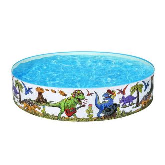 Kids Pool 183x38cm Round Above Ground Rigid Swimming Pools Dinosaur 946L