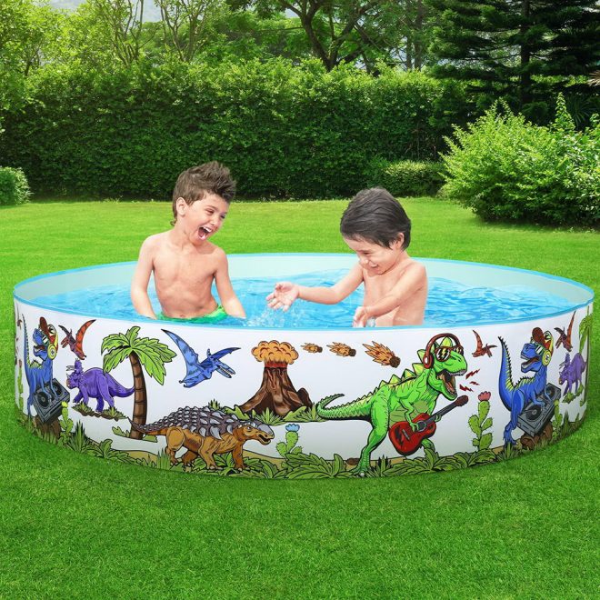 Kids Pool 183x38cm Round Above Ground Rigid Swimming Pools Dinosaur 946L